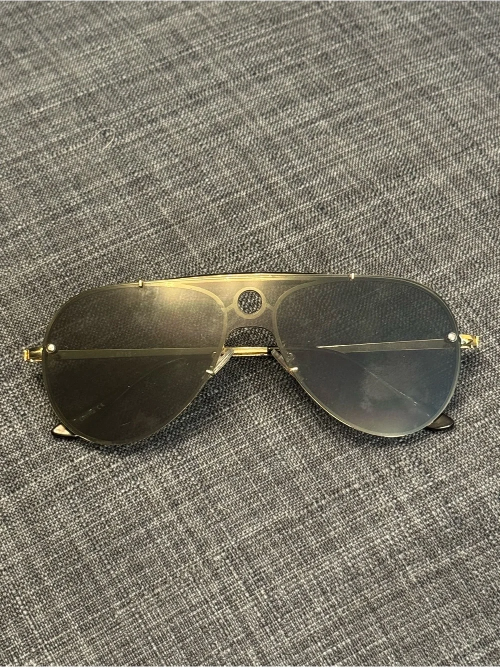 Vintage 90’s Mossimo Gold Aviator Sunglasses Black Sweat Bar Brow Bar Case